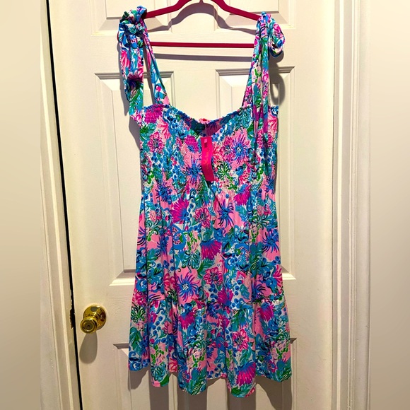 Lilly Pulitzer Dresses & Skirts - Lilly Pulitzer Kailua Smocked Dress XL -NWT in Mandevilla Baby Paradise Petals